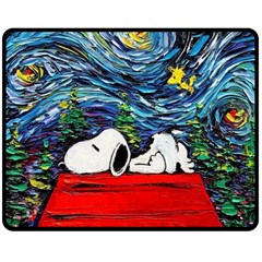 Dog House Vincent Van Gogh s Starry Night Parody Two Sides Fleece Blanket (medium) by Modalart