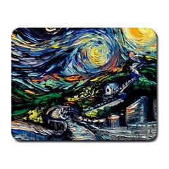 The Great Wall Nature Painting Starry Night Van Gogh Small Mousepad by Modalart