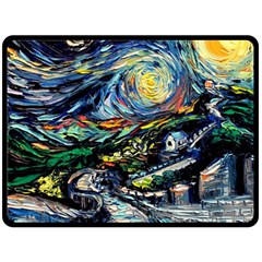 The Great Wall Nature Painting Starry Night Van Gogh Fleece Blanket (large) by Modalart