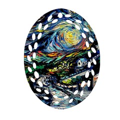 The Great Wall Nature Painting Starry Night Van Gogh Oval Filigree Ornament (two Sides) by Modalart