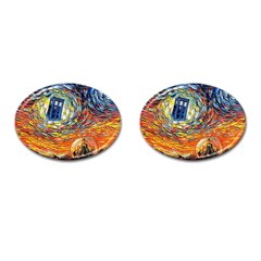 Tardis Starry Night Doctor Who Van Gogh Parody Cufflinks (oval) by Modalart