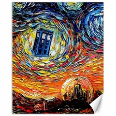 Tardis Starry Night Doctor Who Van Gogh Parody Canvas 16  X 20  by Modalart