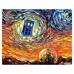 Tardis Starry Night Doctor Who Van Gogh Parody Two Sides Premium Plush Fleece Blanket (medium) by Modalart