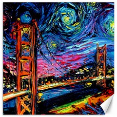 Golden Gate Bridge Starry Night Vincent Van Gogh Canvas 12  X 12  by Modalart