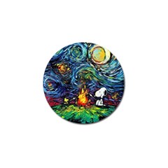 Dog Cartoon Starry Night Print Van Gogh Parody Golf Ball Marker