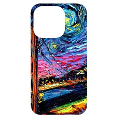 Golden Gate Bridge Starry Night Vincent Van Gogh Iphone 14 Pro Black Uv Print Case by Modalart