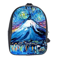 Mount Fuji Art Starry Night Van Gogh School Bag (large)