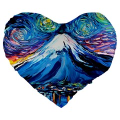 Mount Fuji Art Starry Night Van Gogh Large 19  Premium Heart Shape Cushions by Modalart