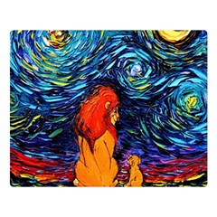 Lion Art Starry Night Van Gogh Two Sides Premium Plush Fleece Blanket (large) by Modalart