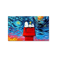 Red House Dog Cartoon Starry Night Sticker (rectangular) by Modalart