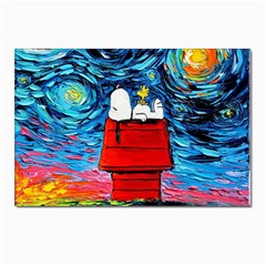 Red House Dog Cartoon Starry Night Postcard 4 x 6  (pkg Of 10) by Modalart