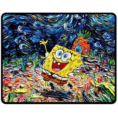 Art Cartoon Starry Night Van Gogh Two Sides Fleece Blanket (medium) by Modalart