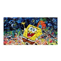 Art Cartoon Starry Night Van Gogh Satin Wrap 35  X 70  by Modalart