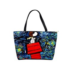 Dog Flying House Cartoon Starry Night Vincent Van Gogh Parody Classic Shoulder Handbag by Modalart