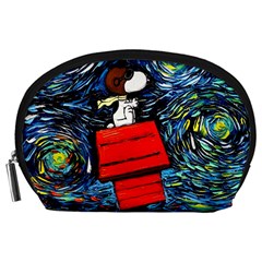 Dog Flying House Cartoon Starry Night Vincent Van Gogh Parody Accessory Pouch (large) by Modalart