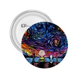 Cartoon Dog Vincent Van Gogh s Starry Night Parody 2.25  Buttons Front