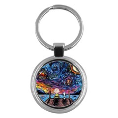 Cartoon Dog Vincent Van Gogh s Starry Night Parody Key Chain (round) by Modalart