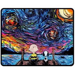 Cartoon Dog Vincent Van Gogh s Starry Night Parody Fleece Blanket (medium) by Modalart