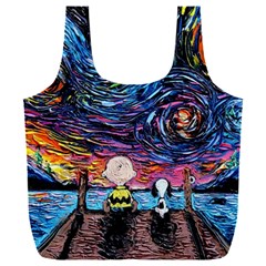 Cartoon Dog Vincent Van Gogh s Starry Night Parody Full Print Recycle Bag (xxxl) by Modalart