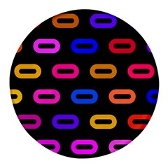 Pattern Background Structure Black Round Glass Fridge Magnet (4 Pack) by Pakjumat