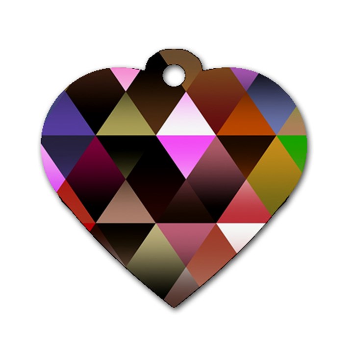 Abstract Geometric Triangles Shapes Dog Tag Heart (Two Sides)