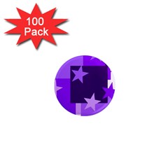 Purple Stars Pattern Shape 1  Mini Magnets (100 Pack) 