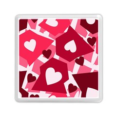 Pink Hearts Pattern Love Shape Memory Card Reader (square) by Pakjumat