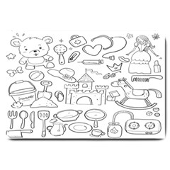 Baby Hand Sketch Drawn Toy Doodle Large Doormat by Pakjumat