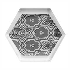Black And White Pattern Background Structure Hexagon Wood Jewelry Box by Pakjumat
