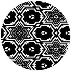 Black And White Pattern Background Structure Wooden Puzzle Round by Pakjumat