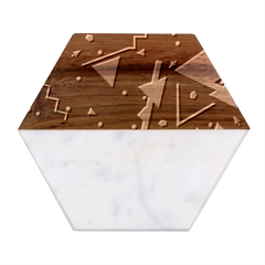 Memphis Pattern Geometric Abstract Marble Wood Coaster (hexagon) 