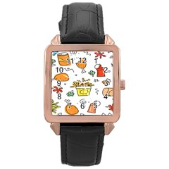 Cute Sketch Set Child Fun Funny Rose Gold Leather Watch  by Pakjumat