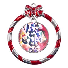 Abstract Art Work 1 Metal Red Ribbon Round Ornament by mbs123