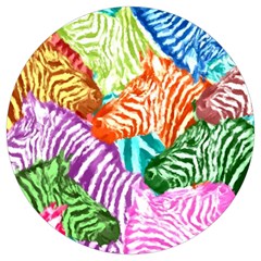 Zebra Colorful Abstract Collage Round Trivet by Amaryn4rt