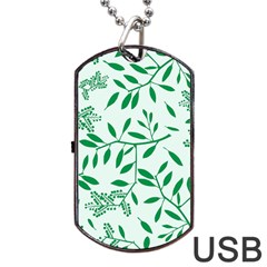 Leaves Foliage Green Wallpaper Dog Tag Usb Flash (two Sides) by Amaryn4rt