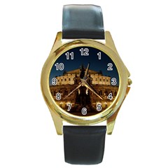 Dresden Semper Opera House Round Gold Metal Watch by Amaryn4rt