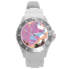 Pink Mountains Grand Canyon Psychedelic Mountain Round Plastic Sport Watch (l) by Modalart