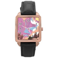 Pink Mountains Grand Canyon Psychedelic Mountain Rose Gold Leather Watch  by Modalart