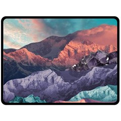 Adventure Psychedelic Mountain Two Sides Fleece Blanket (large) by Modalart