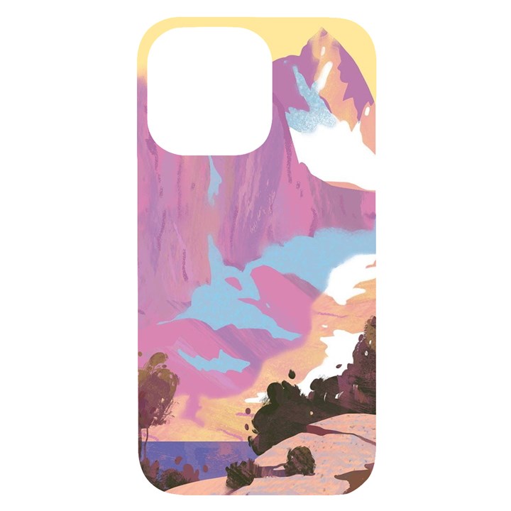 Pink Mountains Grand Canyon Psychedelic Mountain iPhone 14 Pro Max Black UV Print Case