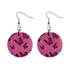 Pink Glitter Butterfly Mini Button Earrings by Modalart
