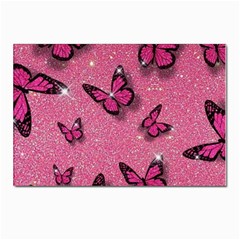 Pink Glitter Butterfly Postcard 4 x 6  (pkg Of 10) by Modalart