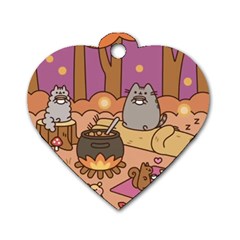 Pusheen Cute Fall The Cat Dog Tag Heart (one Side) by Modalart