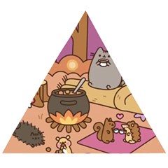 Pusheen Cute Fall The Cat Wooden Puzzle Triangle by Modalart