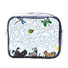 Dog Puzzle Maze Bee Butterfly Mini Toiletries Bag (one Side)