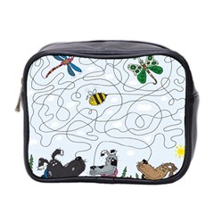 Dog Puzzle Maze Bee Butterfly Mini Toiletries Bag (two Sides) by Modalart
