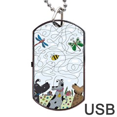 Dog Puzzle Maze Bee Butterfly Dog Tag Usb Flash (two Sides) by Modalart