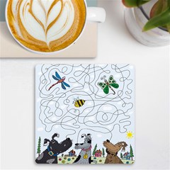 Dog Puzzle Maze Bee Butterfly Uv Print Square Tile Coaster 