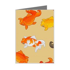 Gold Fish Seamless Pattern Background Mini Greeting Card by Bedest