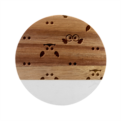 Seamless Cute Colourfull Owl Kids Pattern Marble Wood Coaster (round)